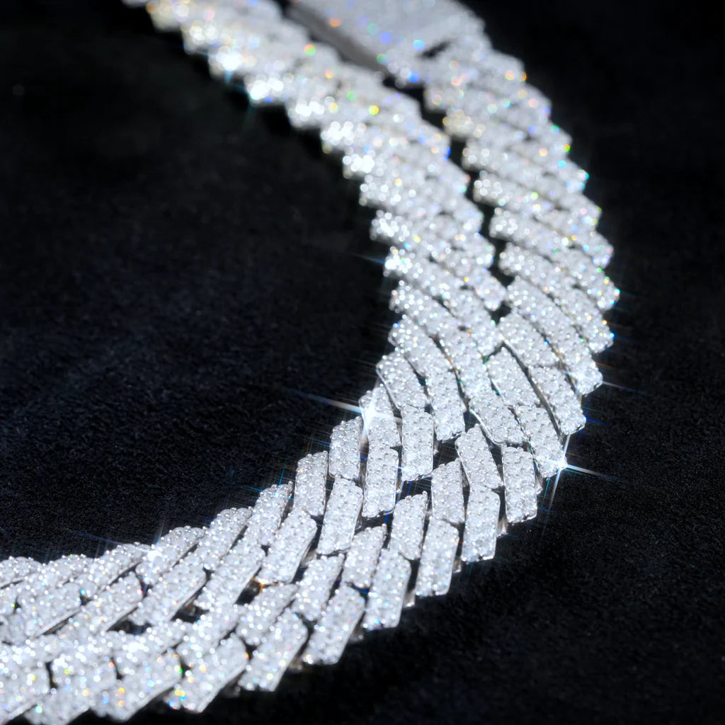 Close-up of a diamond-studded necklace