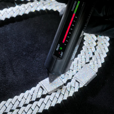 Diamond quality tester on a diamond-studded