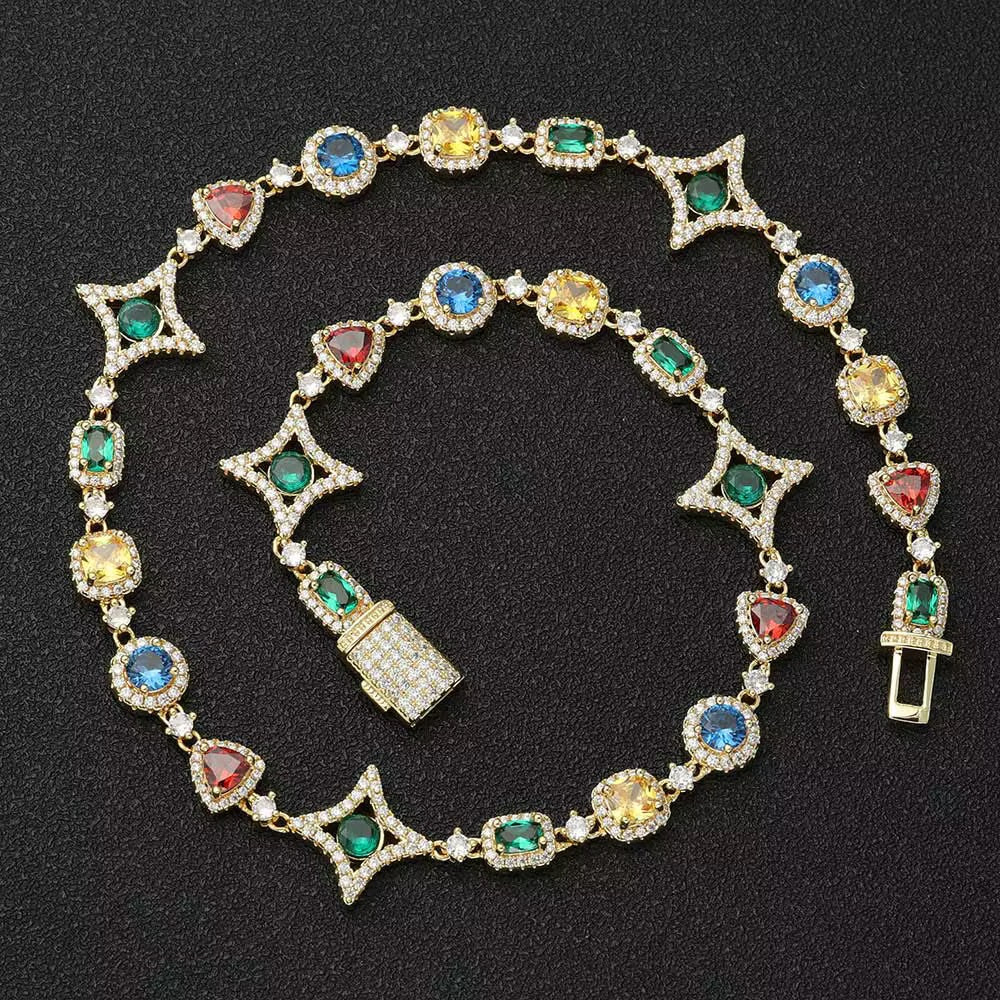 Necklace with multicolored gemstones